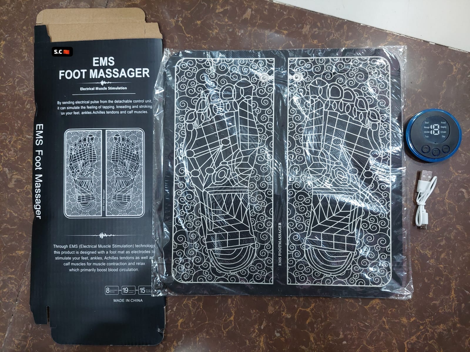 EMS Foot Massager Mat Electric USB Charging Smart Display Tens Acupuncture Feet Cushion Blood Circulation Pad Health Care Home